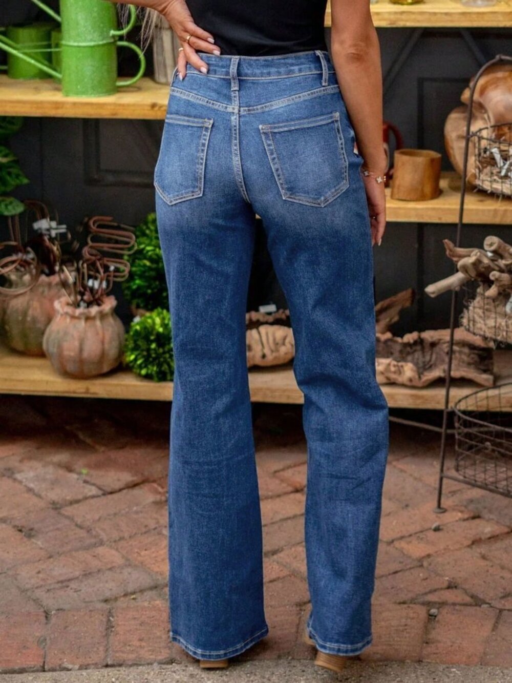Blue Casual Women's Plus Size Straight Leg Jeans - Picture 2 of 4